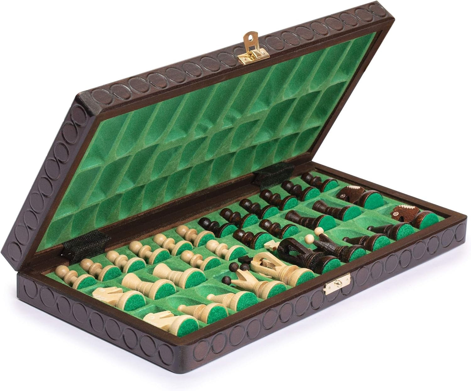 Luxury Wooden Chess Set Medium Size • Handcrafted Pieces • Folding Board
