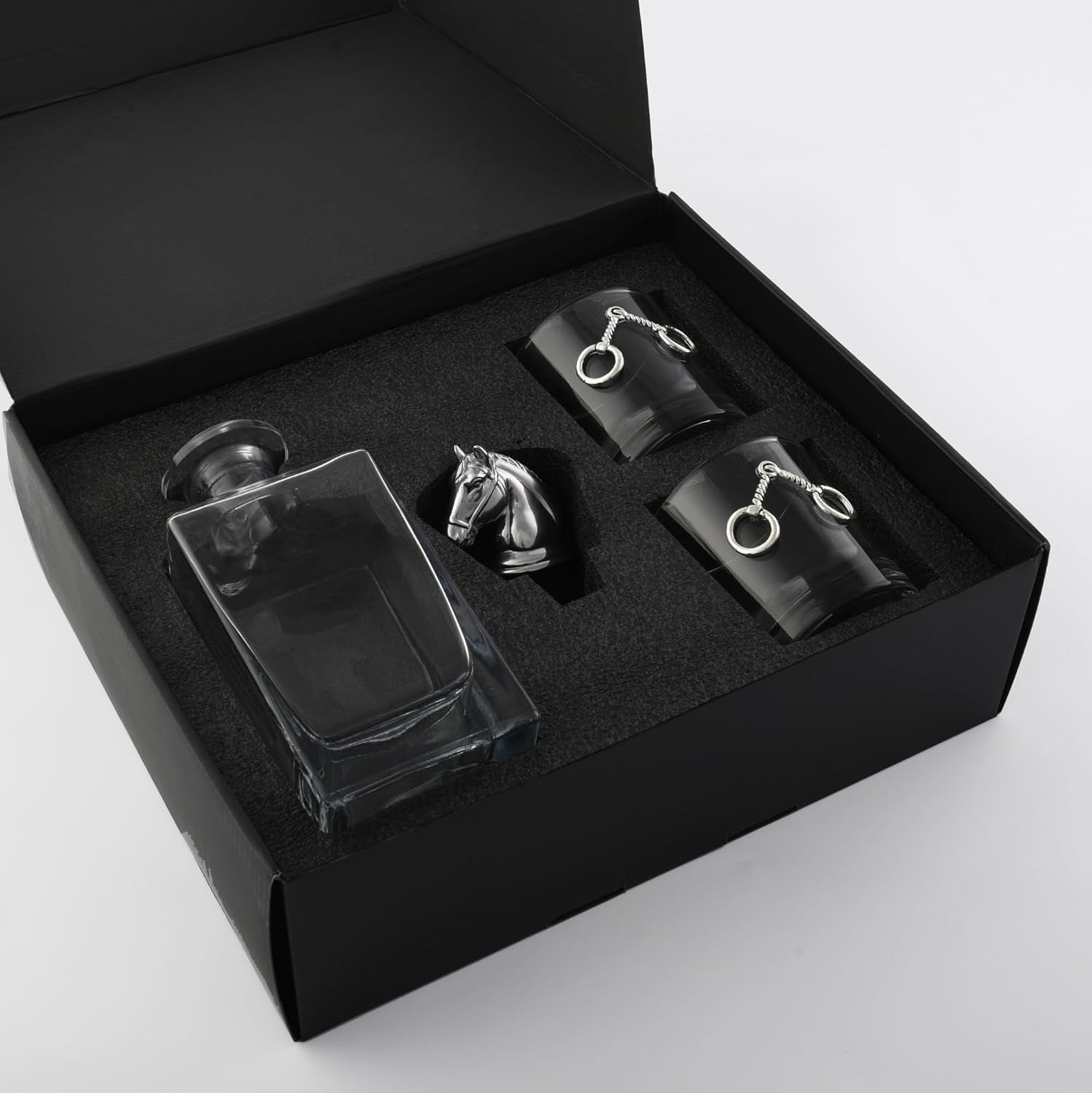 Luxury Equestrian Decanter Set 750ml with Whiskey Bit Glasses | Premium Bar Gift