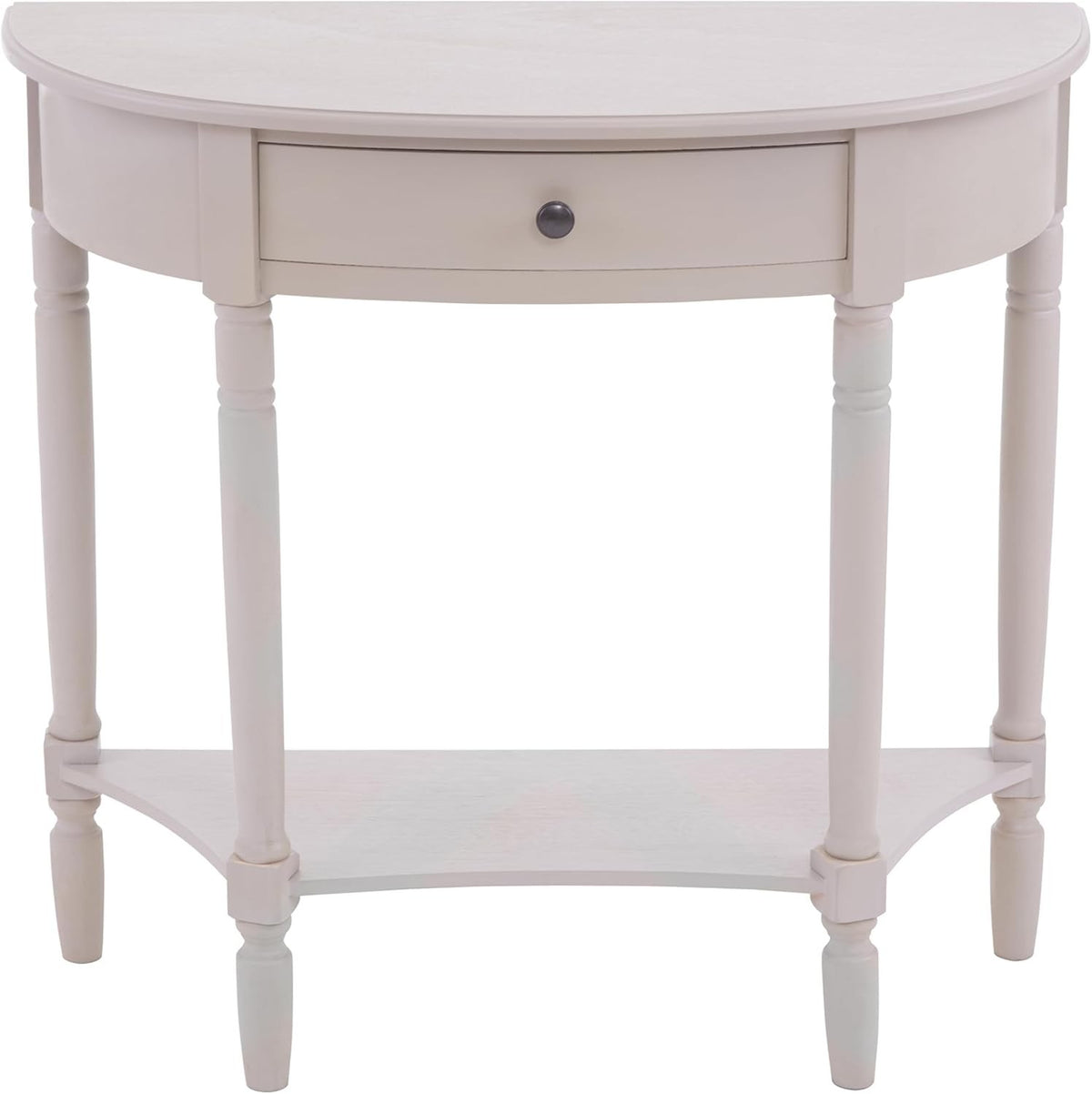 Narrow Half Moon Console Table with Drawer, Slim Hallway Accent 78cm