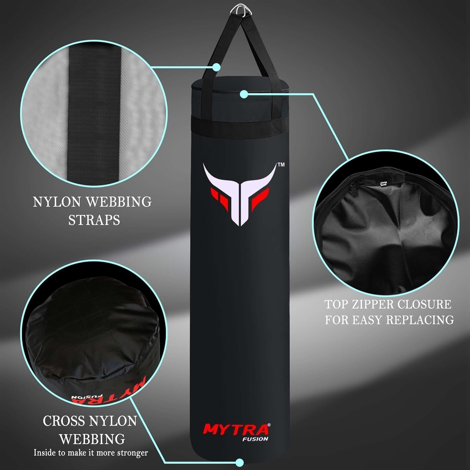 4FT Hanging Punching Bag Unfilled Boxing MMA Kickboxing Training Bag