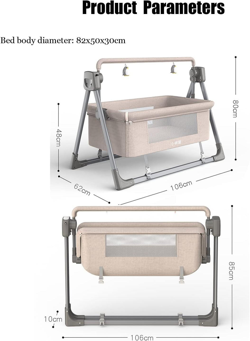 Electric Baby Crib Bassinet Auto Swing Cot with Music & 5-Speed Rocking Green