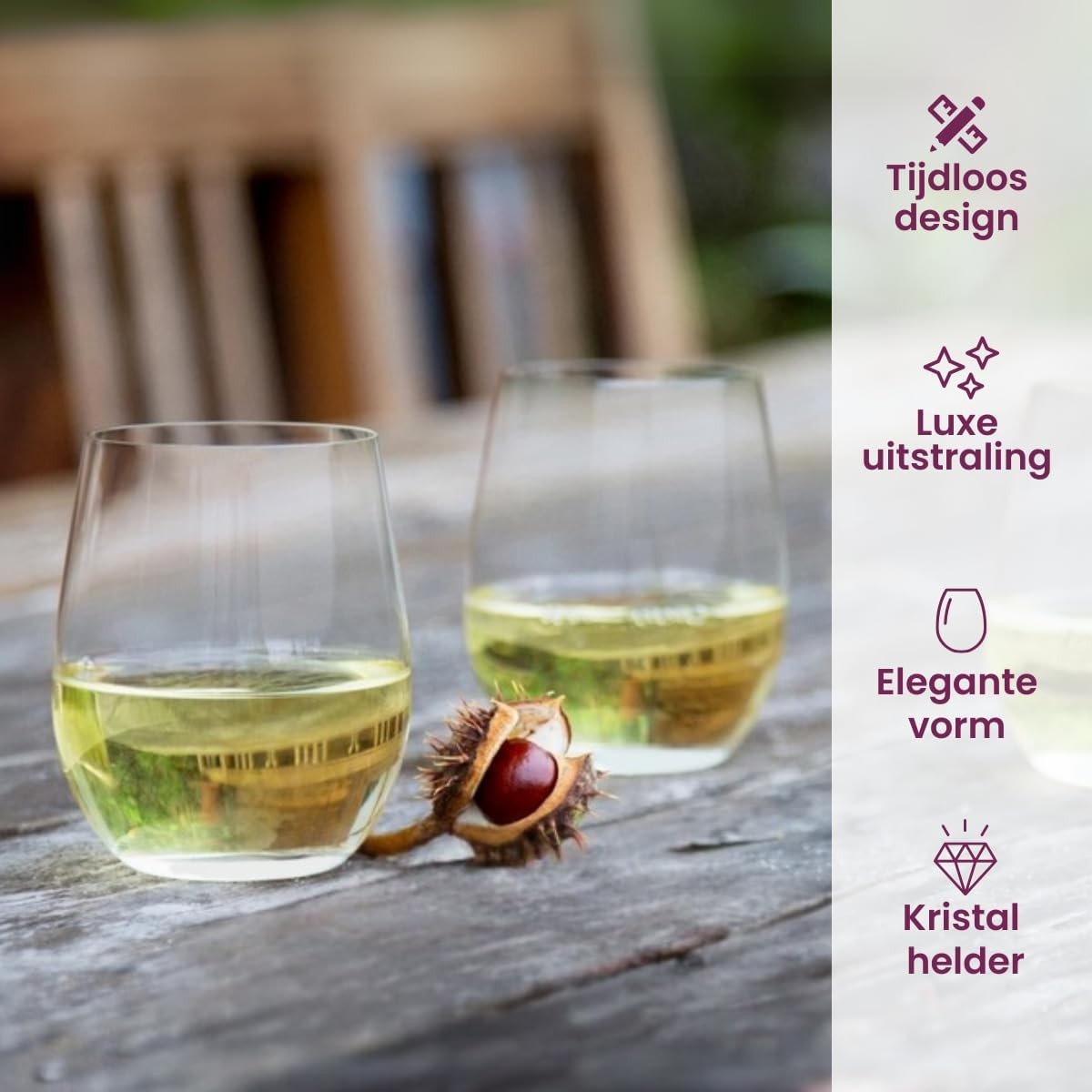 Crystal Wine Decanter 0.95L with 4 Stemless Glasses Modern Aerator Set