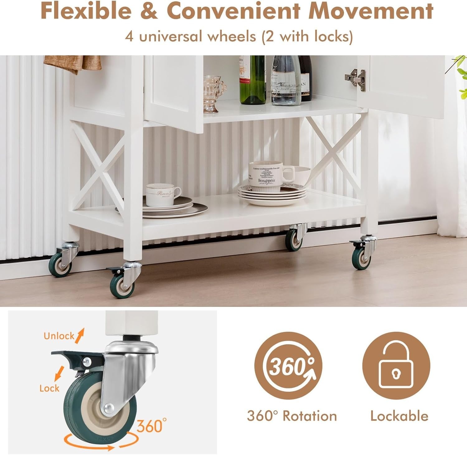 Kitchen Island Trolley Rolling Storage Cart Cabinet Spice Rack Wheels