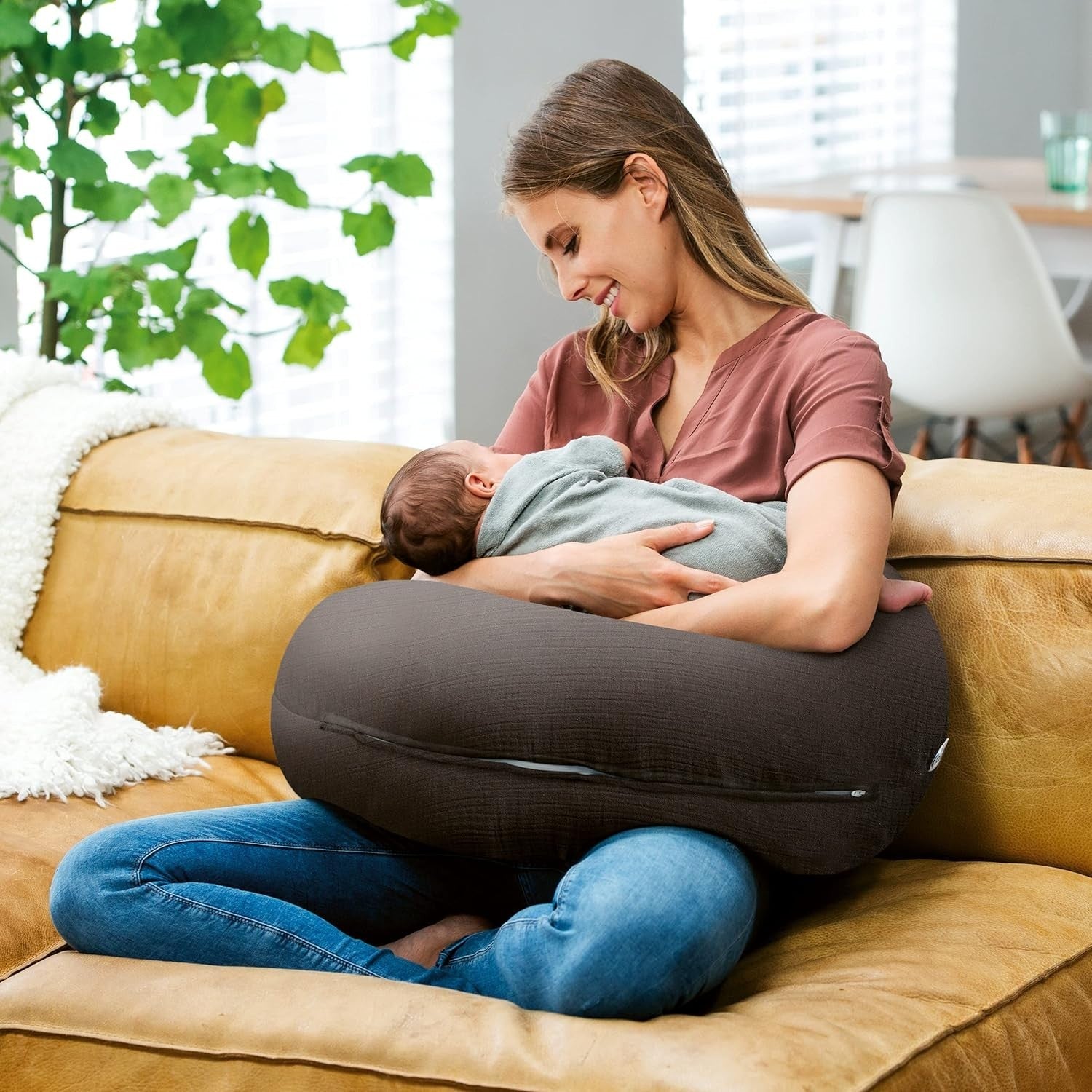 Pregnancy Body Pillow 180cm Maternity Nursing Support Organic Cotton Grey