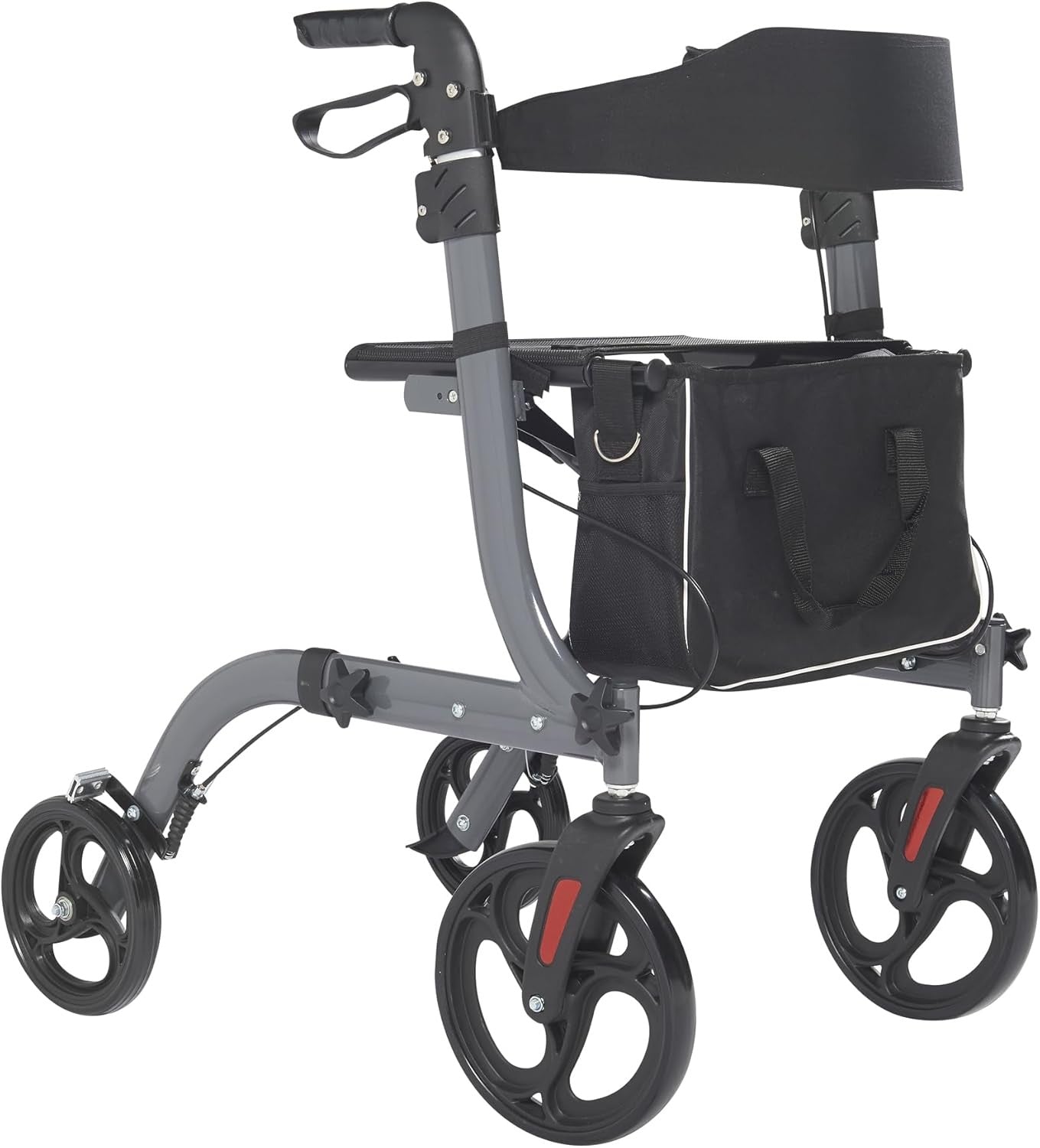 Lightweight Folding Rollator Walker with Seat Lockable Brakes 20cm Wheels