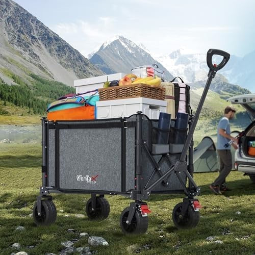 120L Folding Camping Trolley Wagon 100KG Heavy Duty Cart Grey