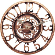 Large Outdoor Garden Wall Clock 30cm Vintage Copper Gear Design Rustic Quartz