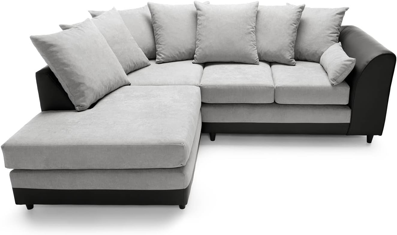 Modern L-Shaped Corner Sofa 4-Seater with Removable Cushions & Wood Frame