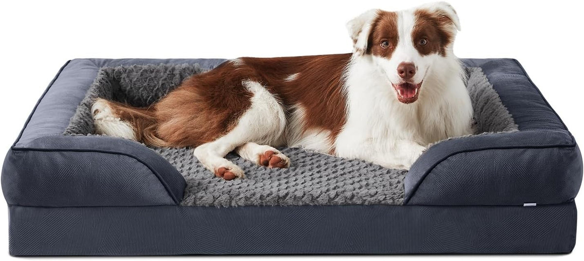 Large Orthopedic Memory Foam Dog Bed Washable Sofa 89x64x17cm Grey