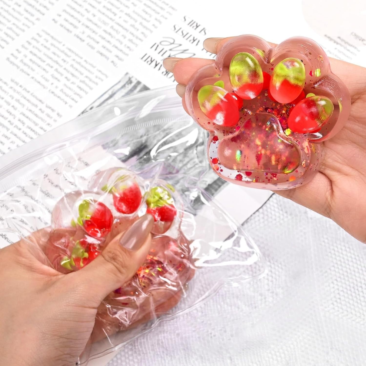 5pcs Cat Paw Squishy Stress Relief Squeeze Fidget Toy Set