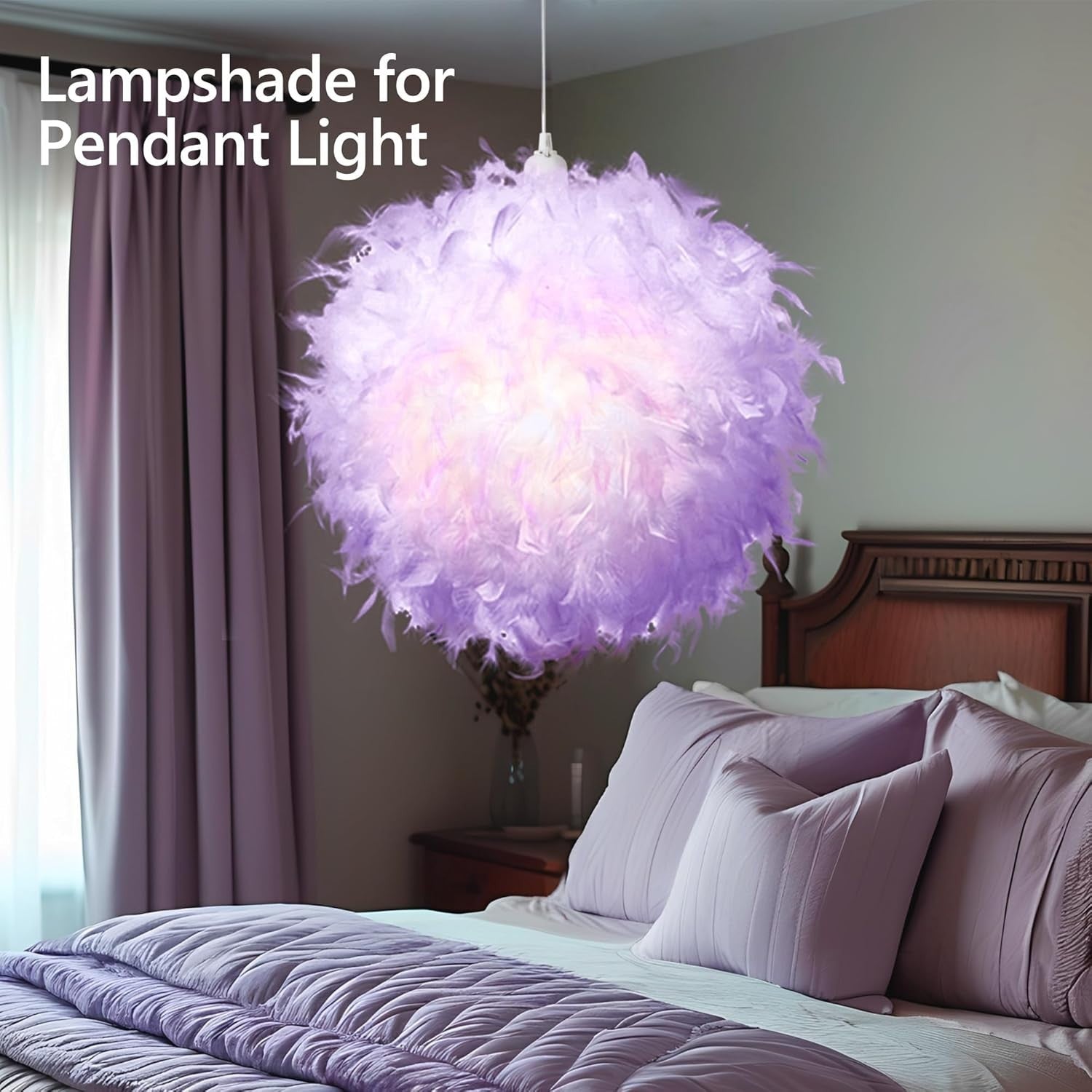 Purple Feather Lampshade 50cm Ceiling Pendant Floor Table Light Shade