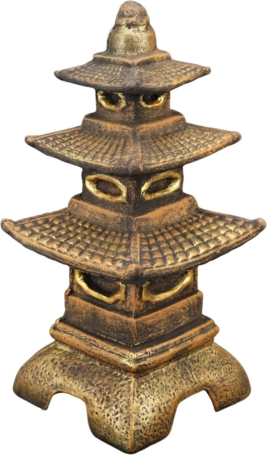 Japanese Pagoda Stone Lantern 46cm Frost Proof Gold Cast Concrete Garden Decor