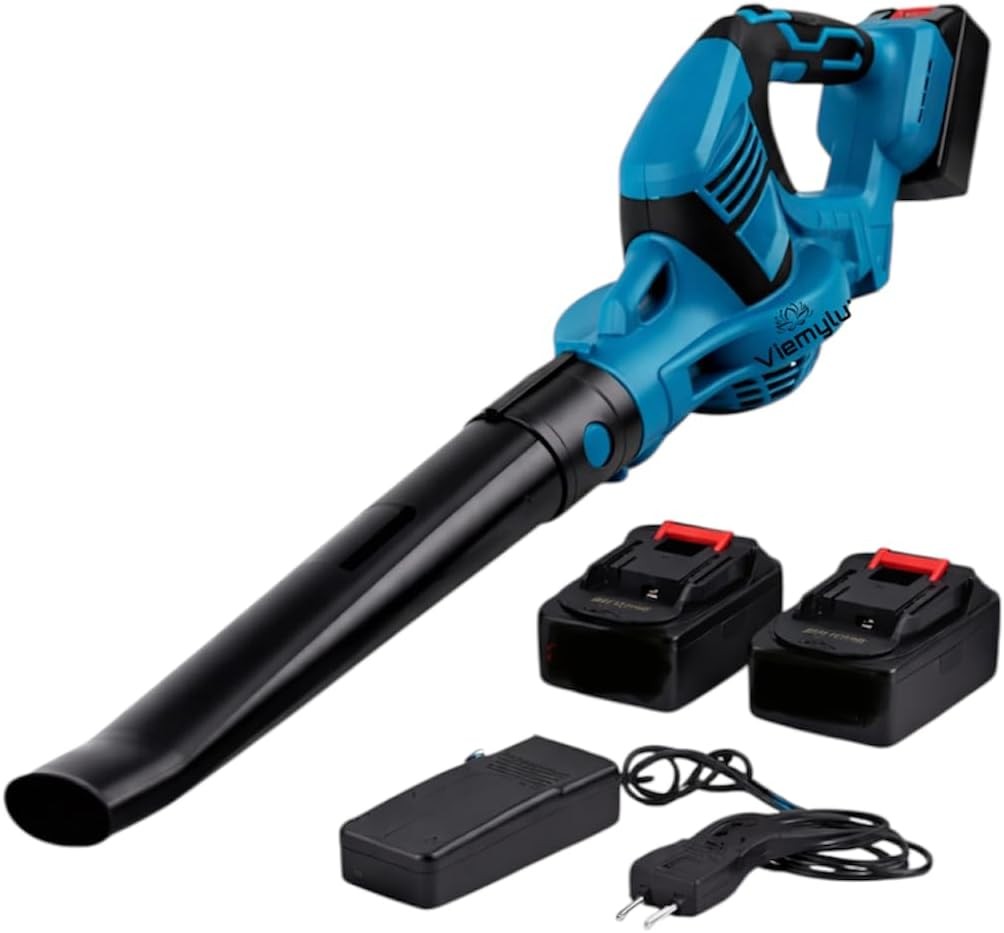 Cordless Leaf Blower 21V Dual Battery Adjustable Speed Garden Patio Cleaner