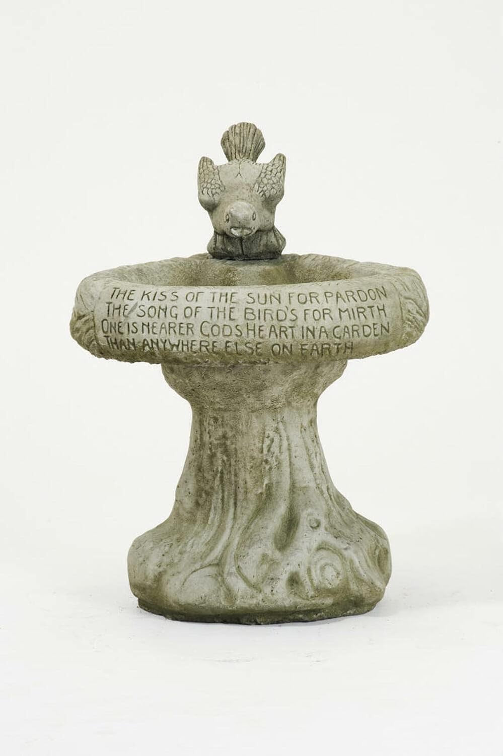 Stone Bird Bath with Poem | Outdoor Garden Feeder Statue 31kg Sculpture