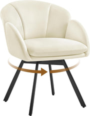Swivel Velvet Tub Chair Beige Accent Vanity Armchair