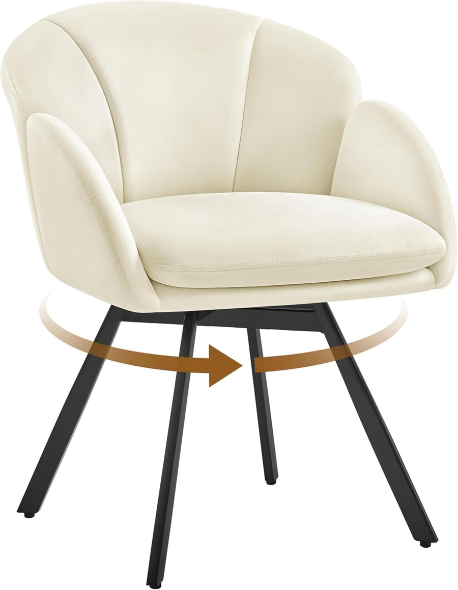 Swivel Velvet Tub Chair Beige Accent Vanity Armchair