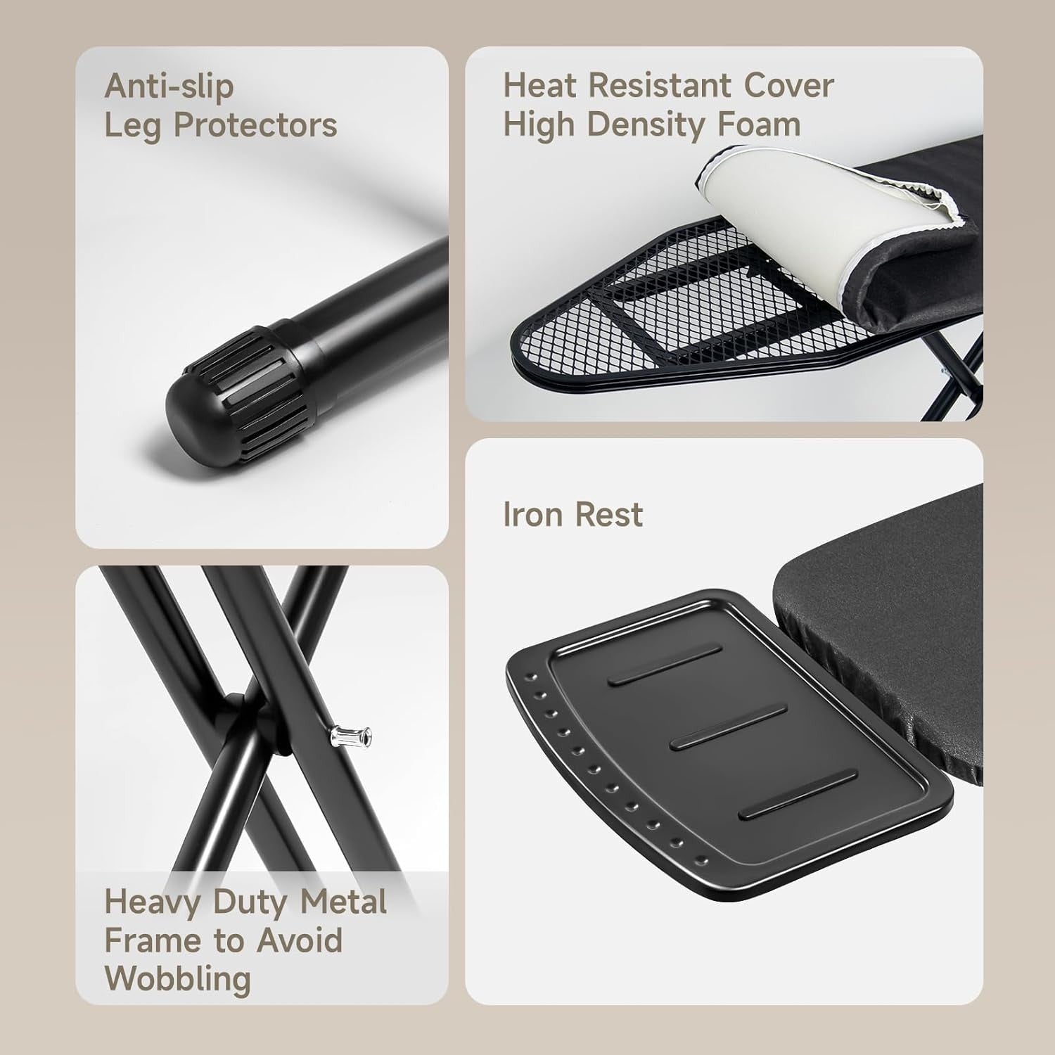 Compact Ironing Board Adjustable Height Heat Resistant Silicone Iron Rest