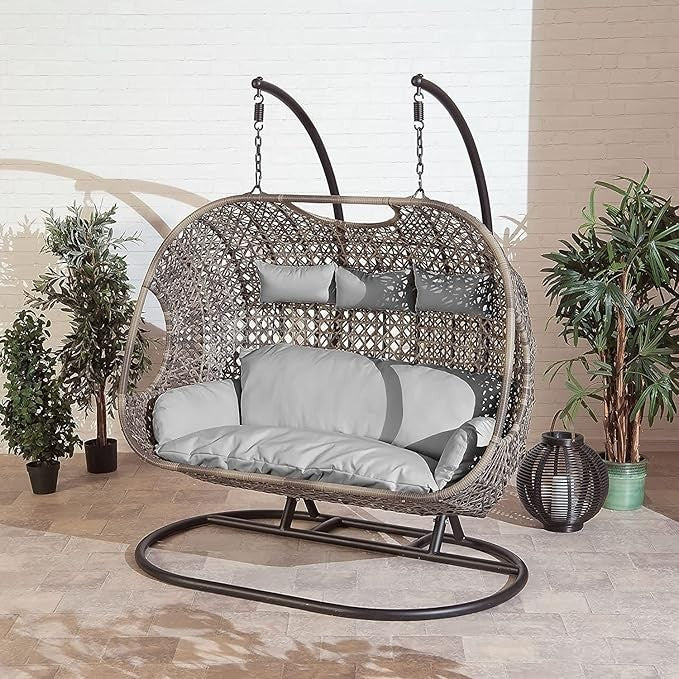 Luxury Triple Hanging Egg Chair Swing Hammock with Cushions Outdoor Garden