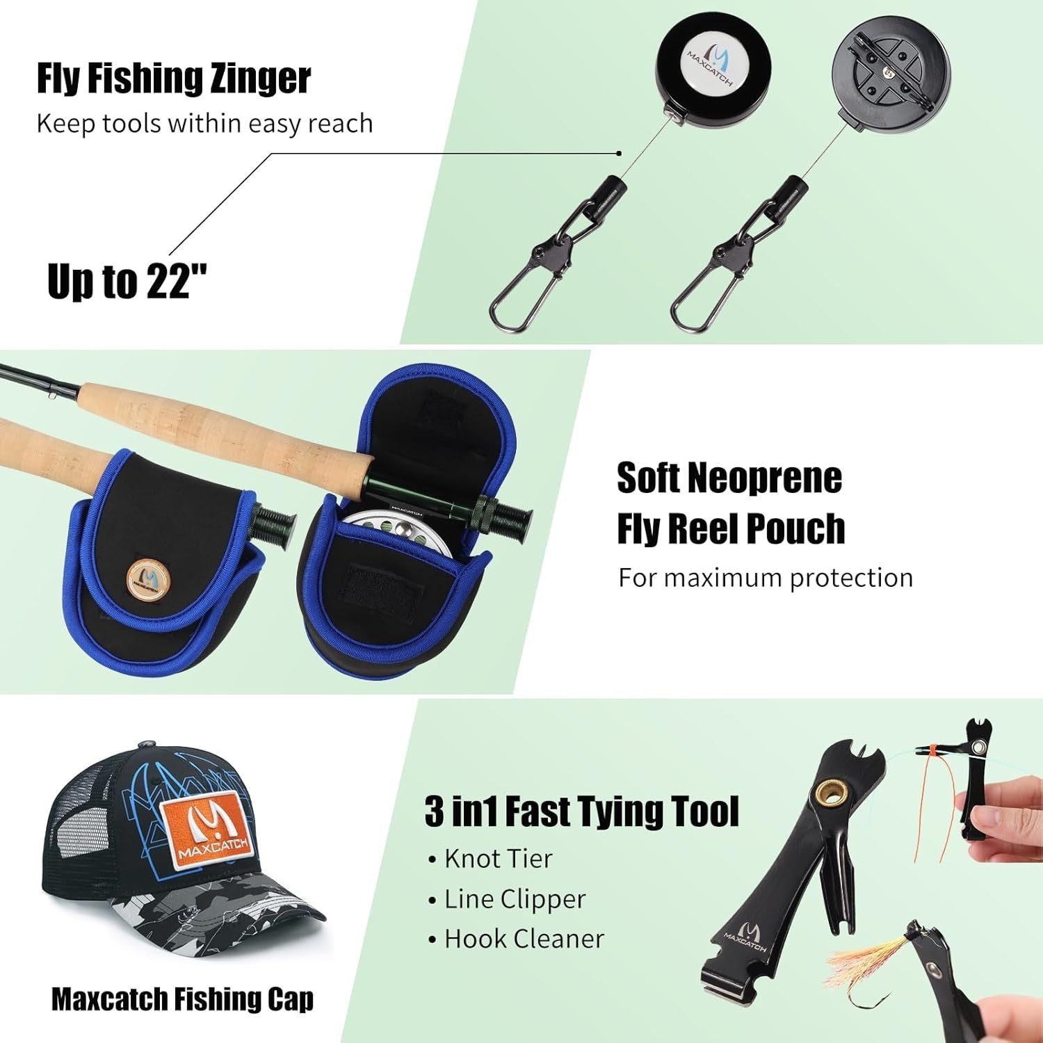 Graphite Fly Fishing Rod & Reel Combo Kit with Flies, Case & Accessories