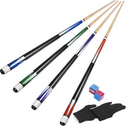 58in Pool Cue Set 4 Sticks Canadian Maple 13mm Tip 21oz 2pc