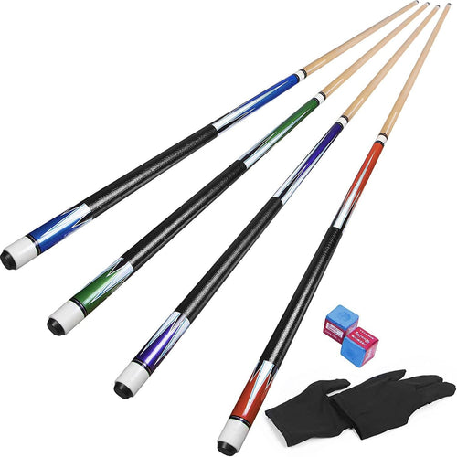 58in Pool Cue Set 4 Sticks Canadian Maple 13mm Tip 21oz 2pc