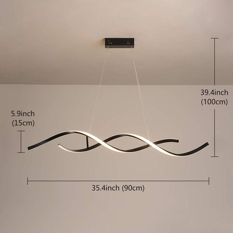 Wave LED Pendant Chandelier Light Remote Dimmable 40W Modern Flush Lamp