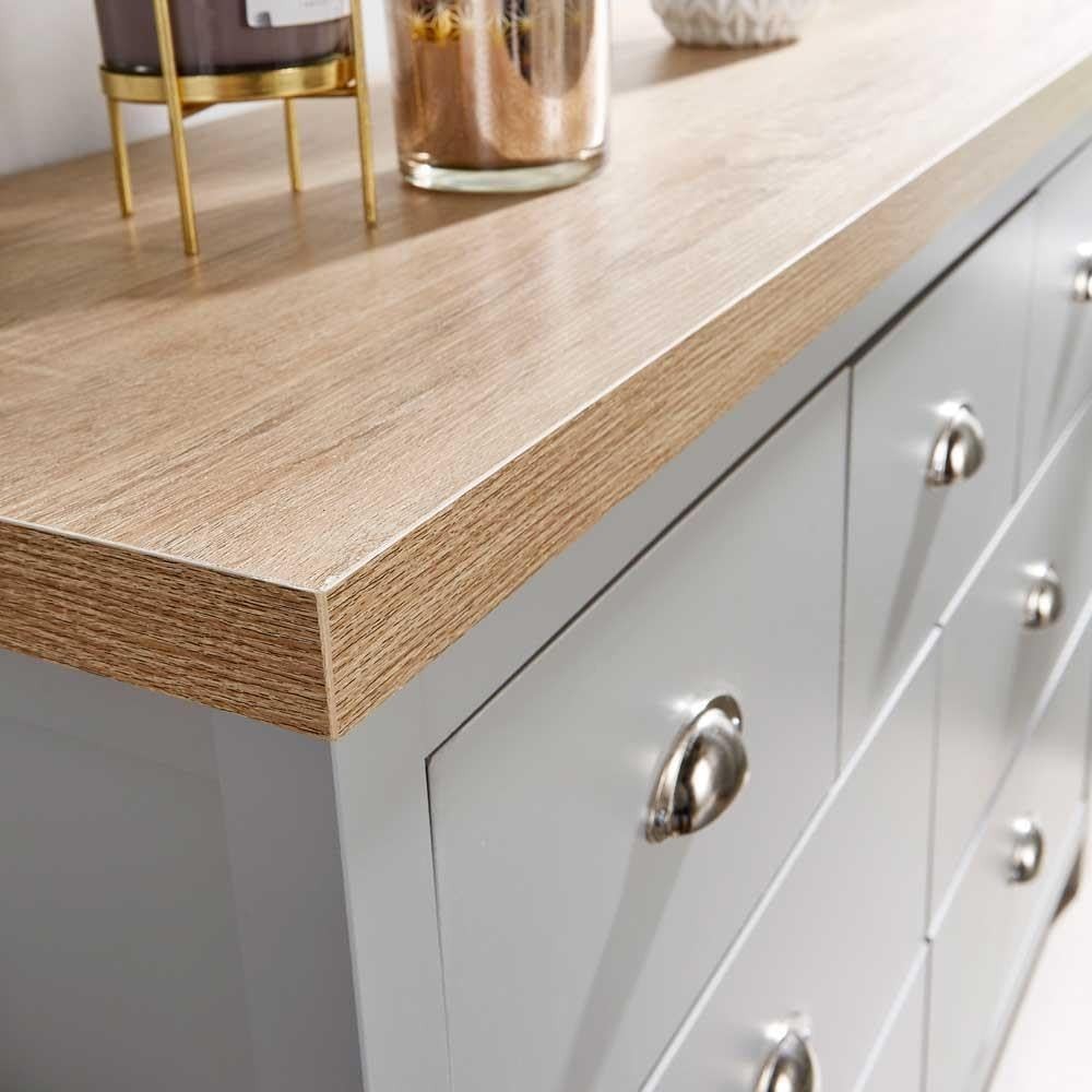 7 Drawer Wide Chest Grey Oak Effect Storage Unit for Bedroom Office
