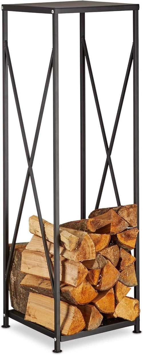Steel Firewood Rack for Fireplace, Powder-Coated, Durable & Stylish 111x34x34 cm