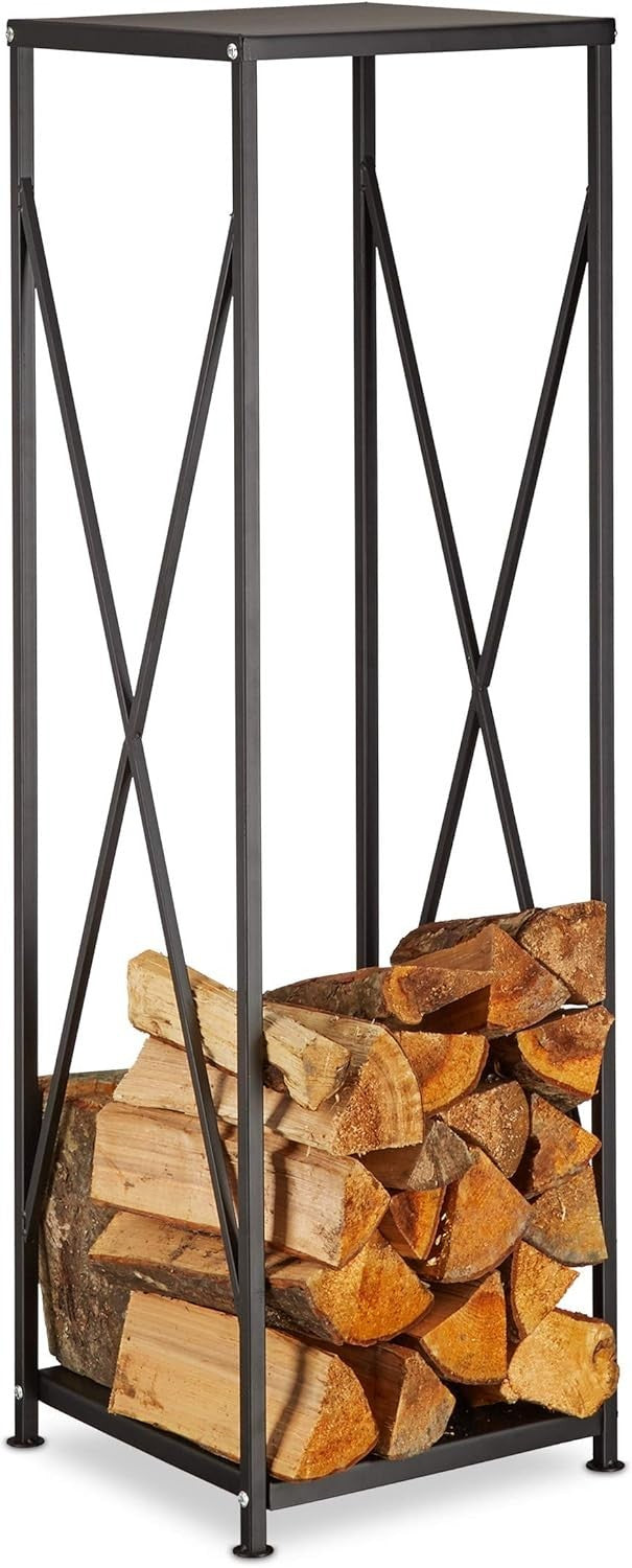 Steel Firewood Rack for Fireplace, Powder-Coated, Durable & Stylish 111x34x34 cm