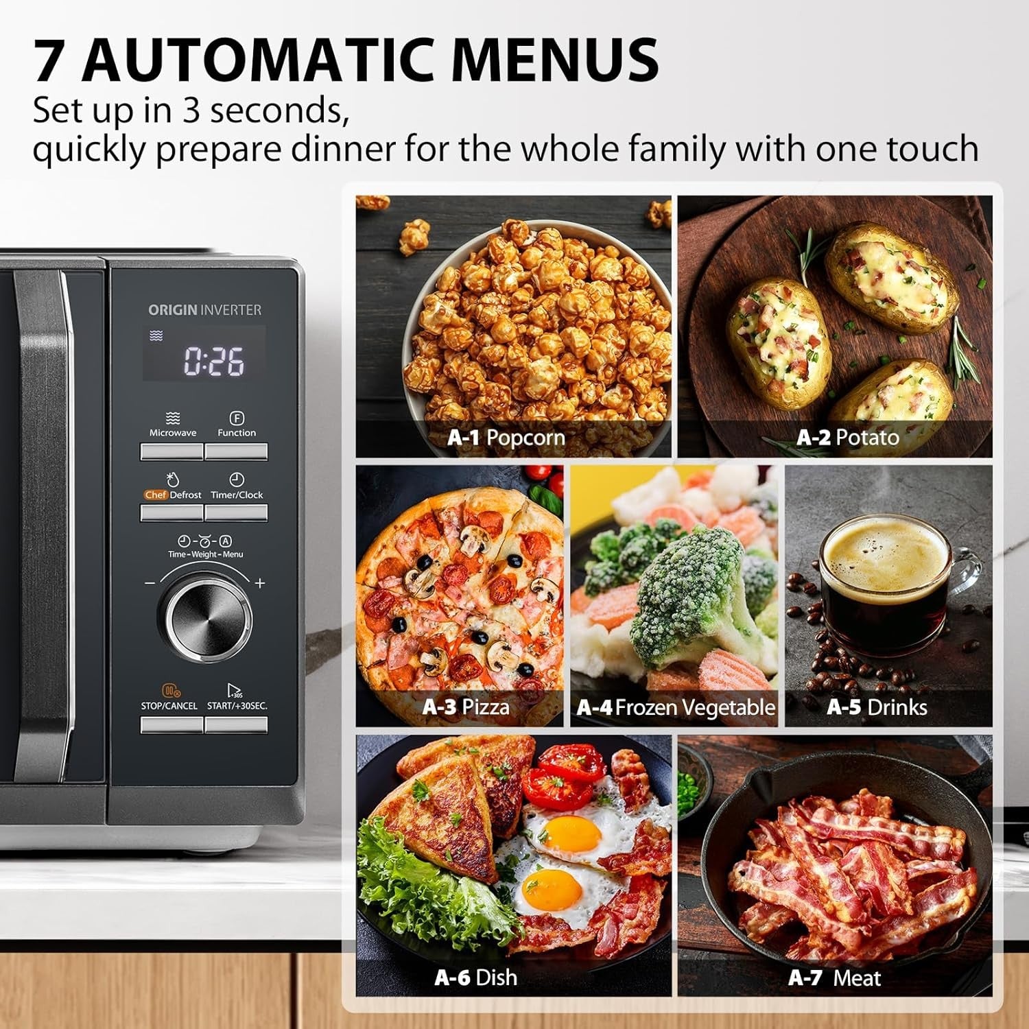 Morandi Grey 25L 900W Inverter Microwave Grill & Combi 3-in-1