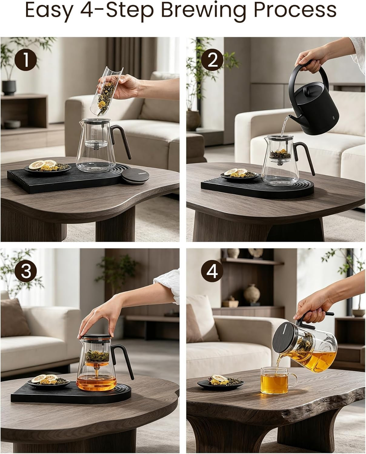 800ml Magnetic Glass Teapot with Infuser Loose Leaf Tea Pot Gift Box
