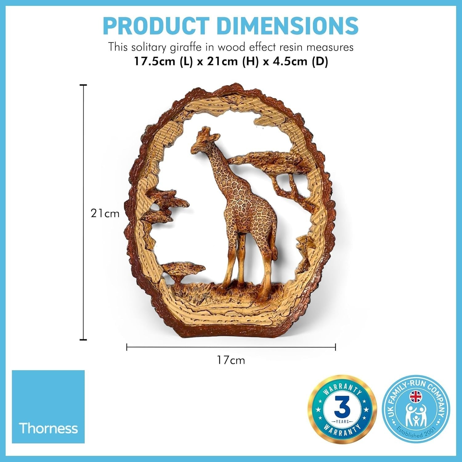 Wood Effect Giraffe Ornament Home Decor | Rustic Resin Sculpture | 17.5cm