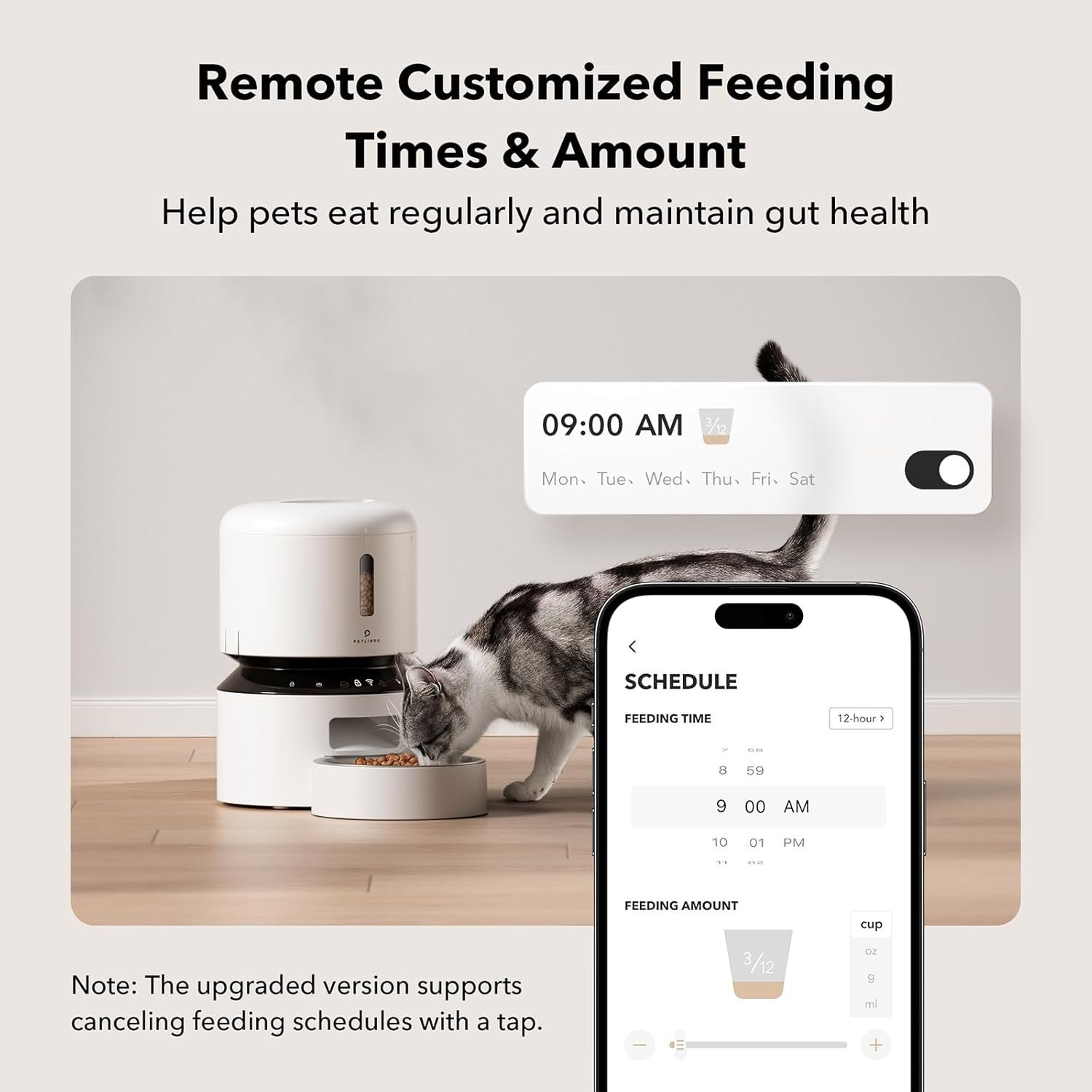 WiFi Automatic Pet Feeder 3L Timed Food Dispenser Stainless Steel Bowl