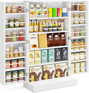 Compact White Pantry Cabinet with 2 Doors and 17 Storage Shelves