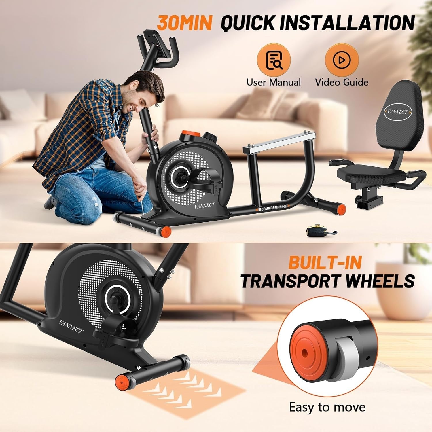 Recumbent Exercise Bike Magnetic 16 Level Bluetooth LCD Heavy Duty Home Fitness