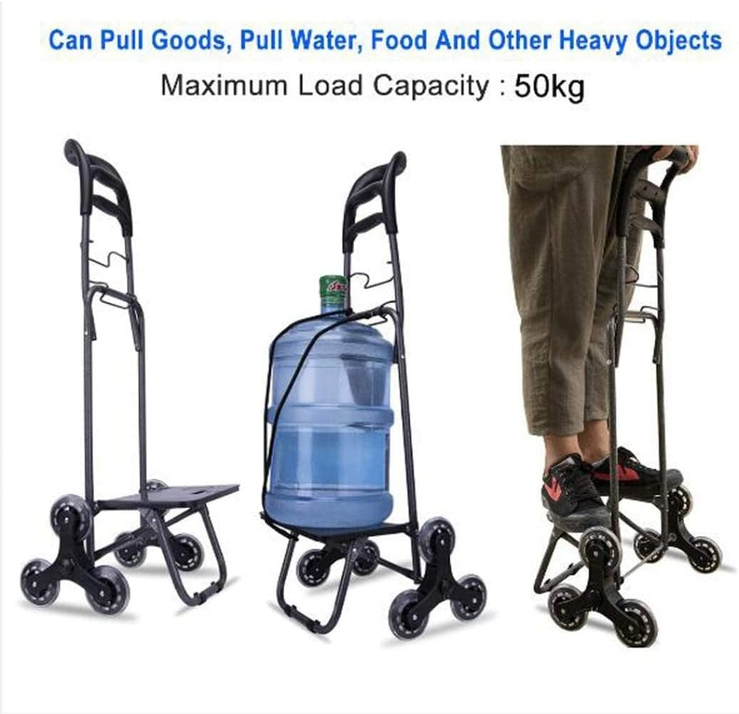 Lightweight 6-Wheel Stair Climber Shopping Trolley 34L Foldable Navy Blue