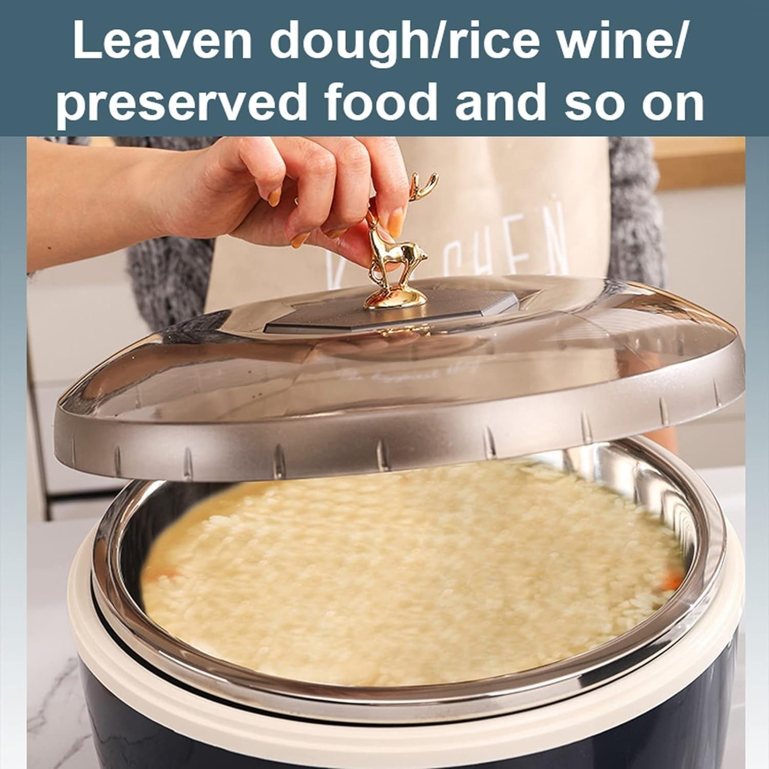 5L Electric Dough Fermenter Stainless Steel Household Proofer Green