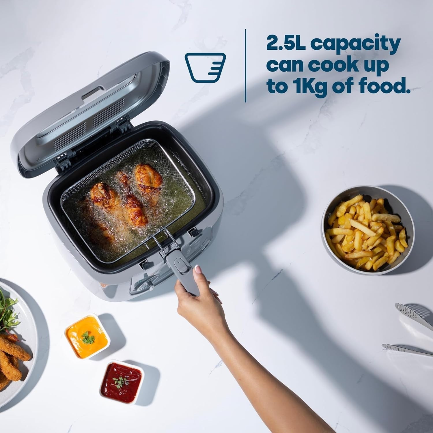 2.5L Electric Deep Fat Fryer 1800W Countertop Non-Stick Viewing Window