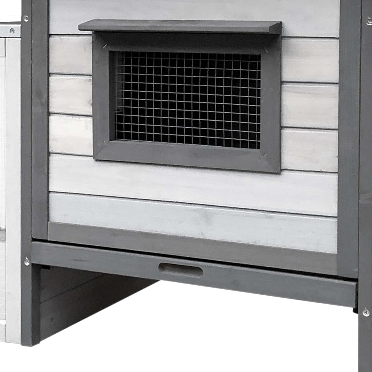 Large Rabbit Hutch with Run Outdoor Grey Wooden Slide Out Tray