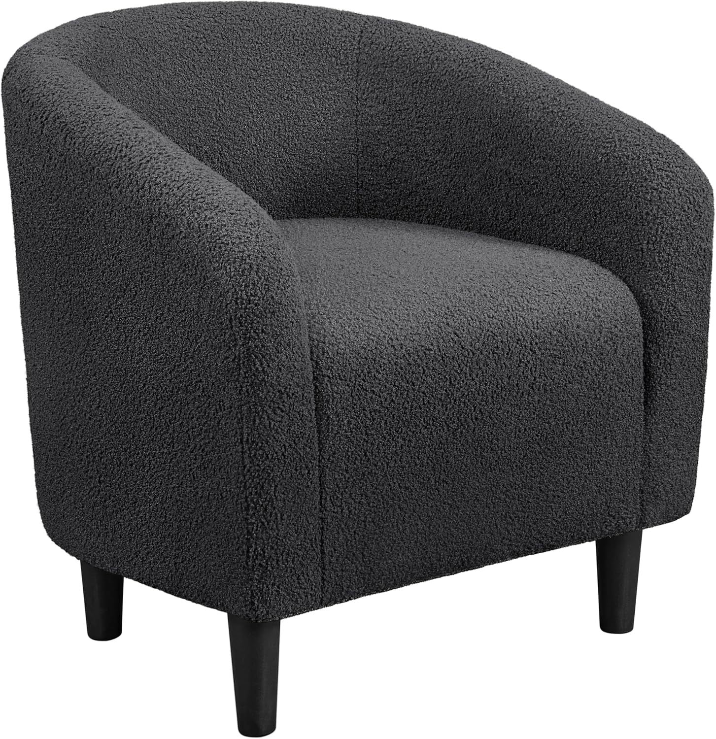 Dark Grey Boucle Tub Chair | Compact Accent Armchair for Living & Office