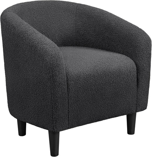 Dark Grey Boucle Tub Chair | Compact Accent Armchair for Living & Office