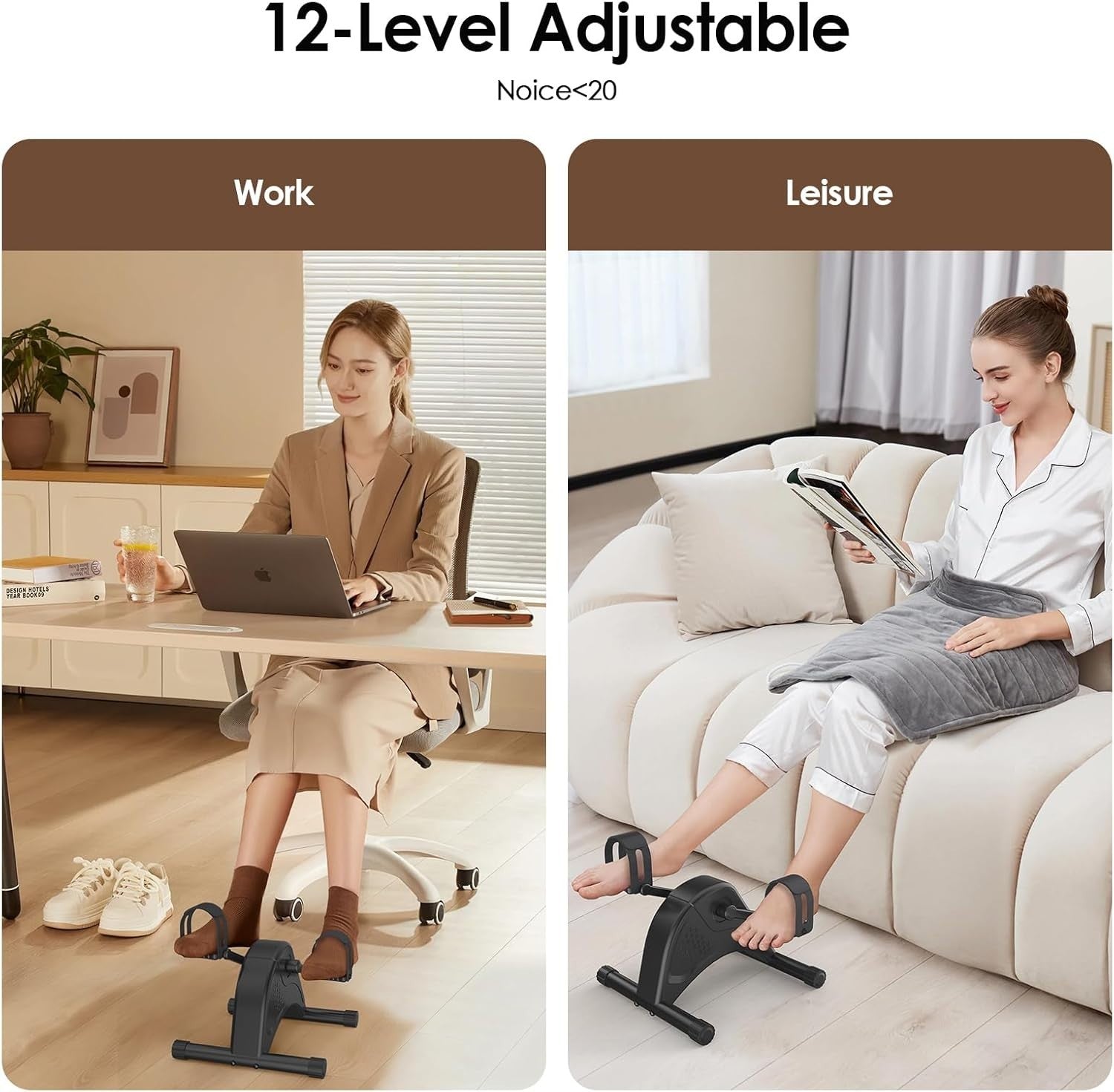 Electric Under Desk Pedal Exerciser 12 Speed Quiet Rehab Trainer