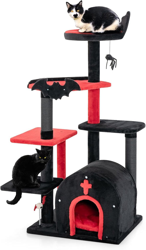 Gothic Cat Tree Tower 134cm Multi Level Scratcher Condo with Toys