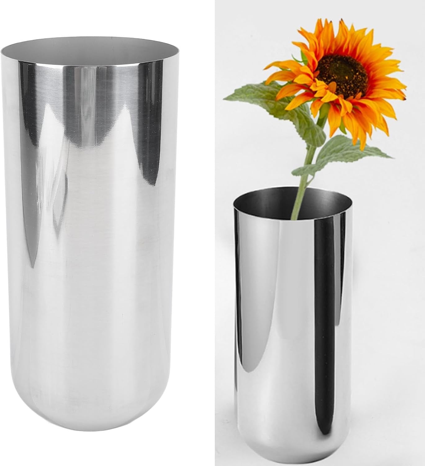 Stainless Steel Flower Vase Silver Modern Table Centerpiece Home Decor