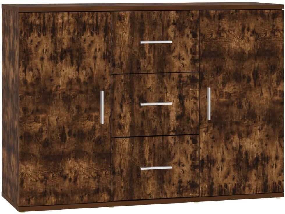 Modern Wood Sideboard Cabinet Storage Unit 2 Door 3 Drawer Smoked Oak