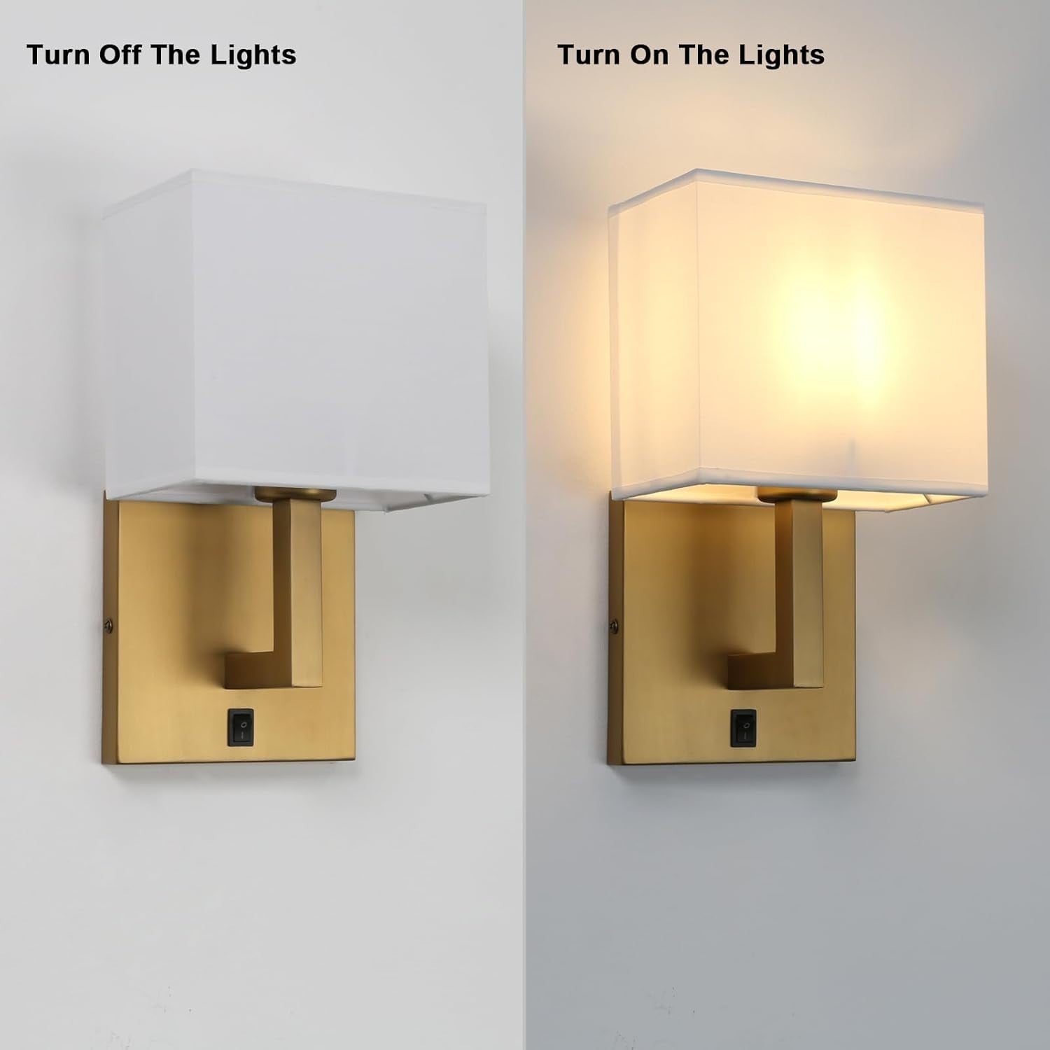 Modern Wall Light Set Linen Shade Vintage Look Warm Glow Indoor Rooms