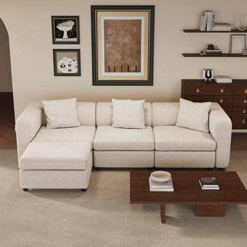 Oversized 4-Seater L-Shape Sectional Sofa Modular Ottoman Convertible Couch