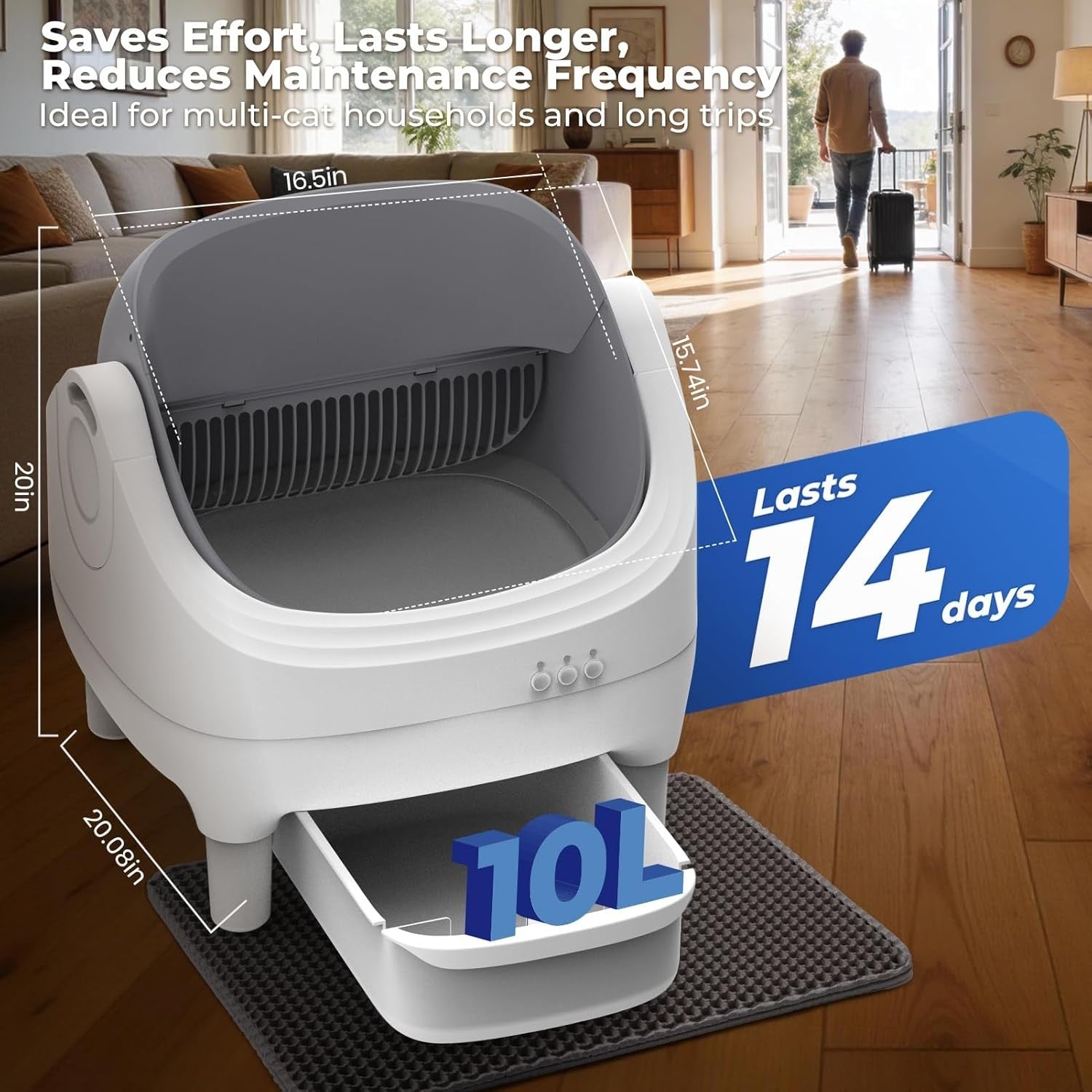 Self Cleaning Cat Litter Box Automatic APP Control Large Odor Free Bin