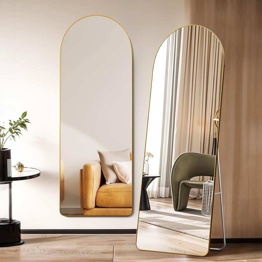 Gold Arch Full Length Mirror 165x60cm Leaning Wall Mirror for Bedroom Decor