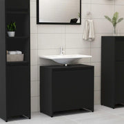 Modern Black Under Sink Bathroom Cabinet – 2 Door Storage Unit 60x61cm